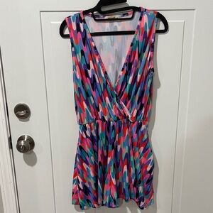 Haptics by Holly Harper Colorful Sleeveless Romper with Pockets
